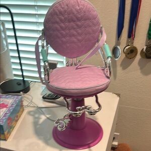 Kids Pink and Silver Doll Salon Chair